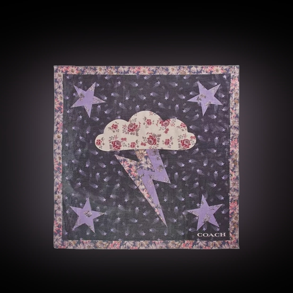 NWT Coach Dusty Lavender Glam Rock Lame Bandana Silk Blend - Picture 2 of 7